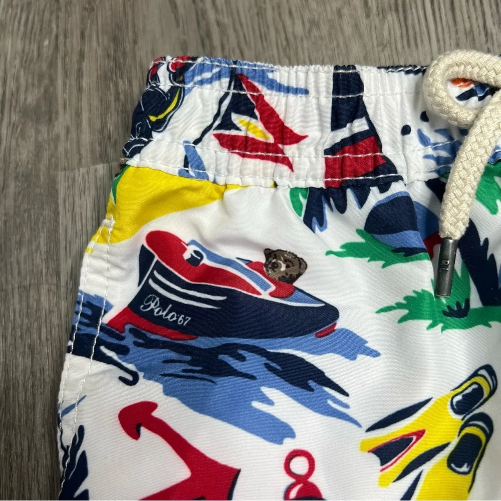 Ralph‎ Lauren Nautical Anchor Polo Bear Boats Bathing Suit Swim Trunks 24m Baby